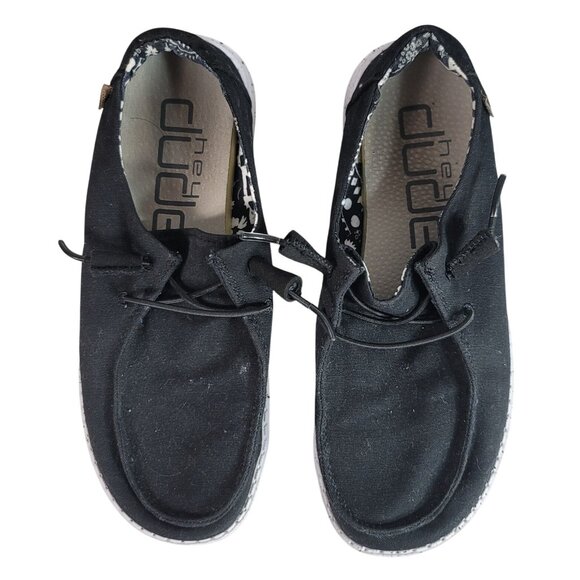 Hey Dude Wendy Loafers Black Size 5 Slip On Black Odyssey Casual Lightweight - Picture 1 of 9